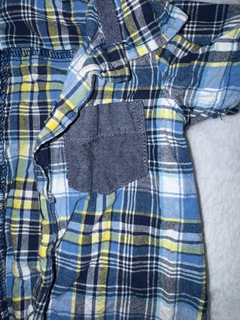 Carter's Blue, Navy & Yellow Plaid Short-Sleeve Romper